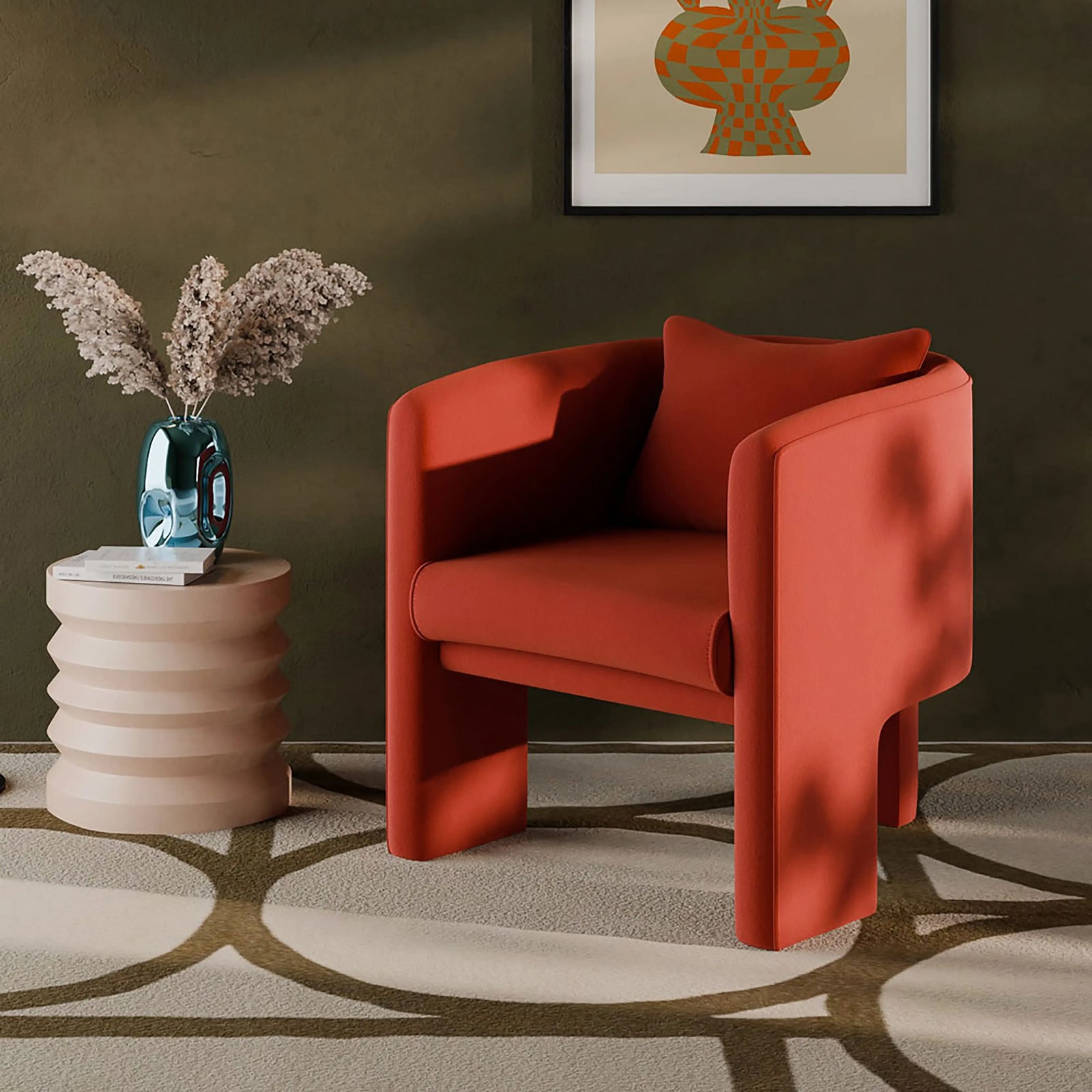 Robyn Armchair | Burnt Orange Sustainable Velvet
