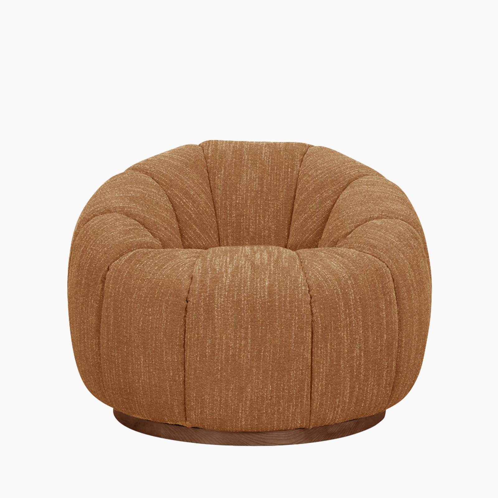 Ivy Swivel Armchair | Speckled Honey Sustainable Boucle & Walnut