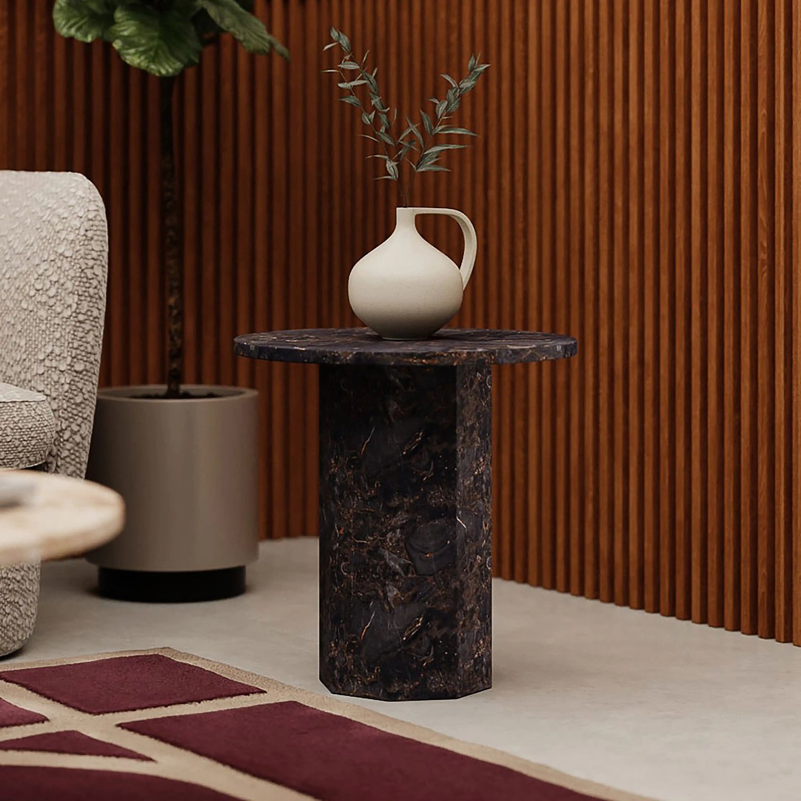 Naxos Round Side Table | Storm Grey Marble