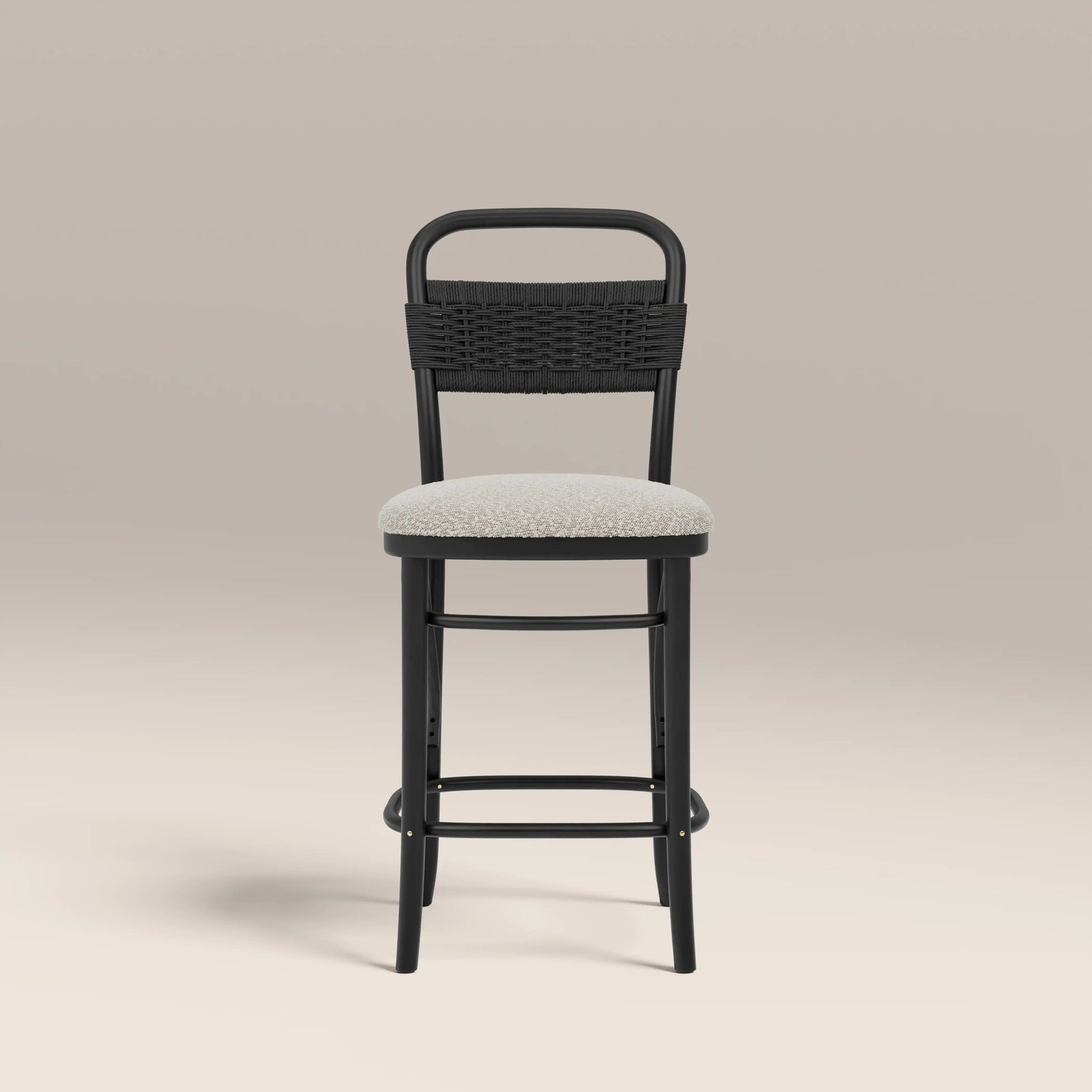 Daisy Wooden Kitchen Stool | Speckled Stone Sustainable Boucle & Black