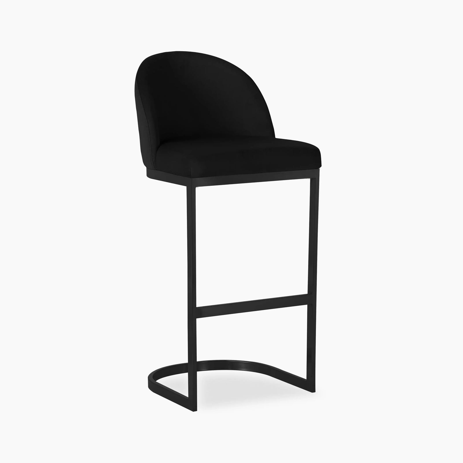 Matteo Bar Stool with Backrest | Black Velvet