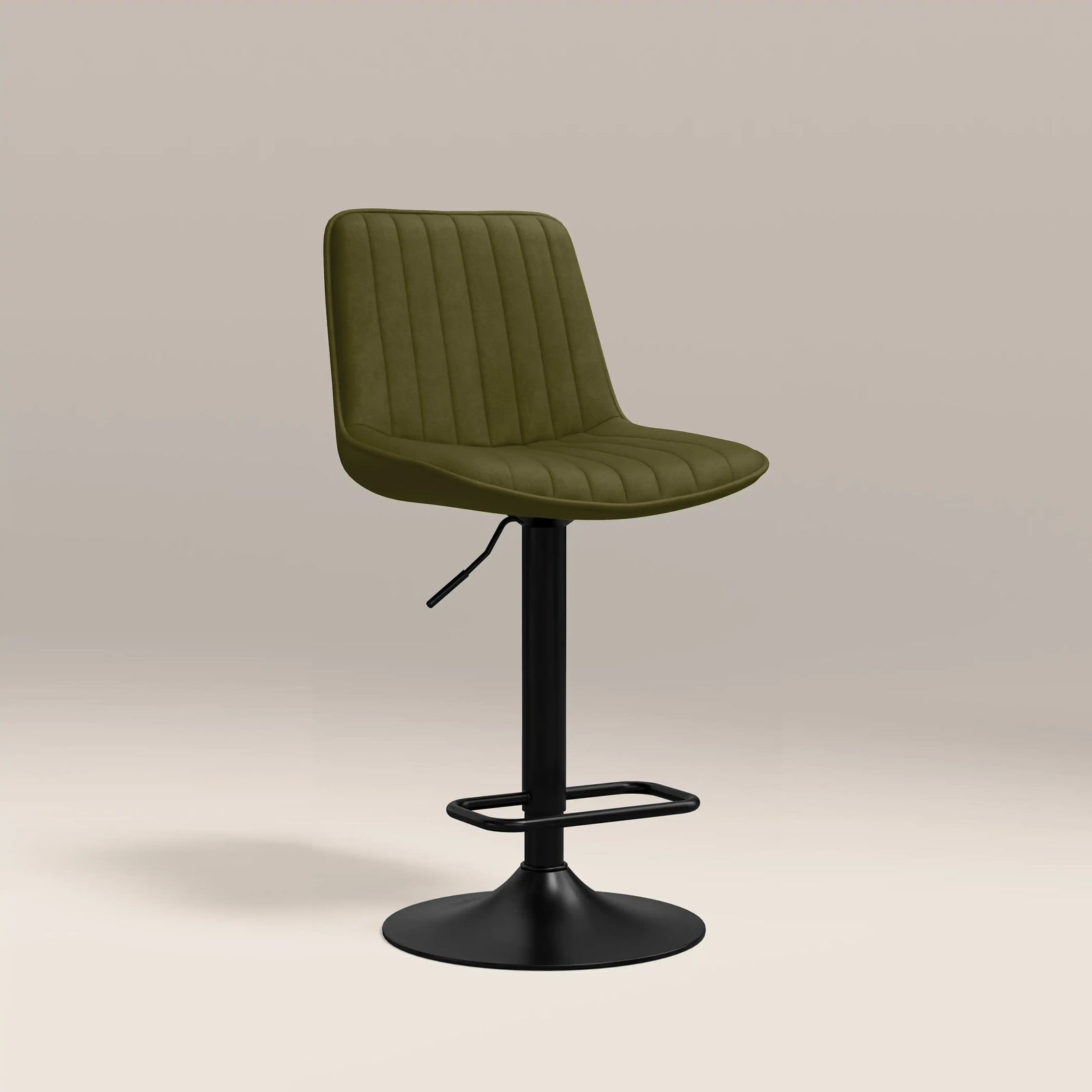 Barker Adjustable Stool | Olive Green Sustainable Velvet & Black