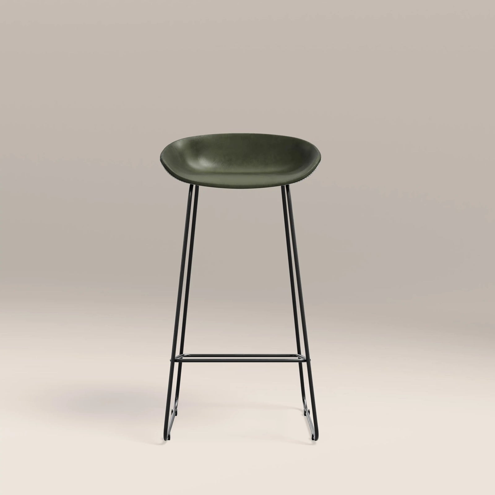 Conway Bar Stool | Vintage Green Faux Leather & Black