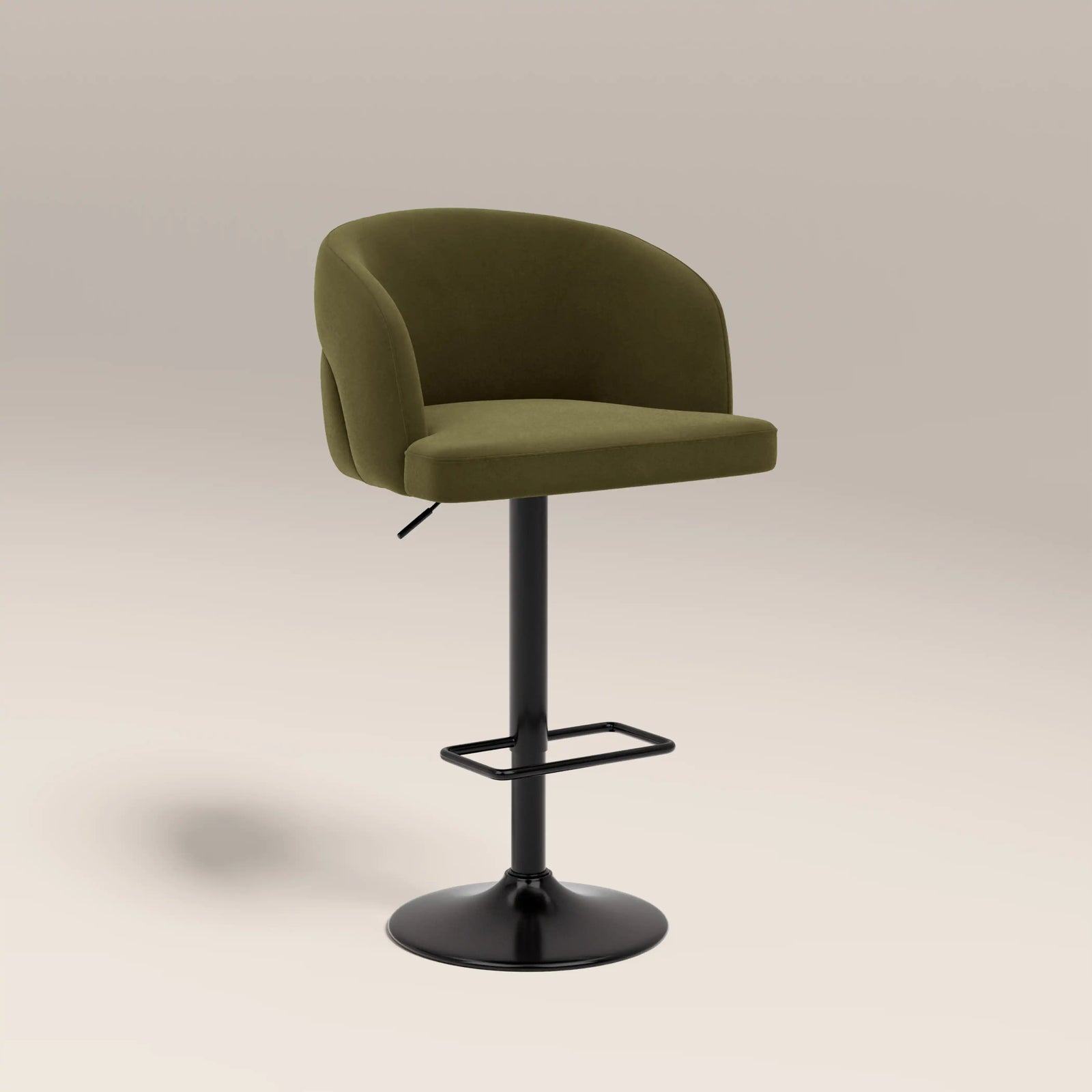 Odette Adjustable Stool | Moss Green Sustainable Mohair Velvet & Black