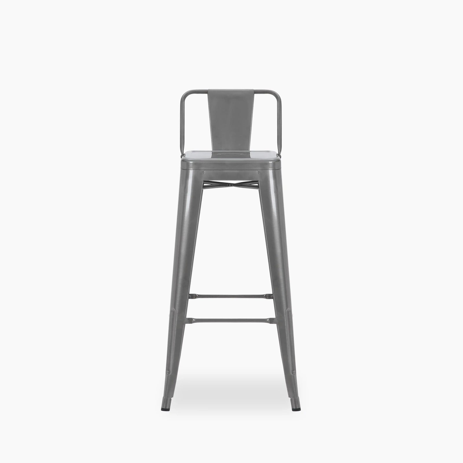 Tolix Style Stackable Kitchen Stool with Backrest | Gunmetal