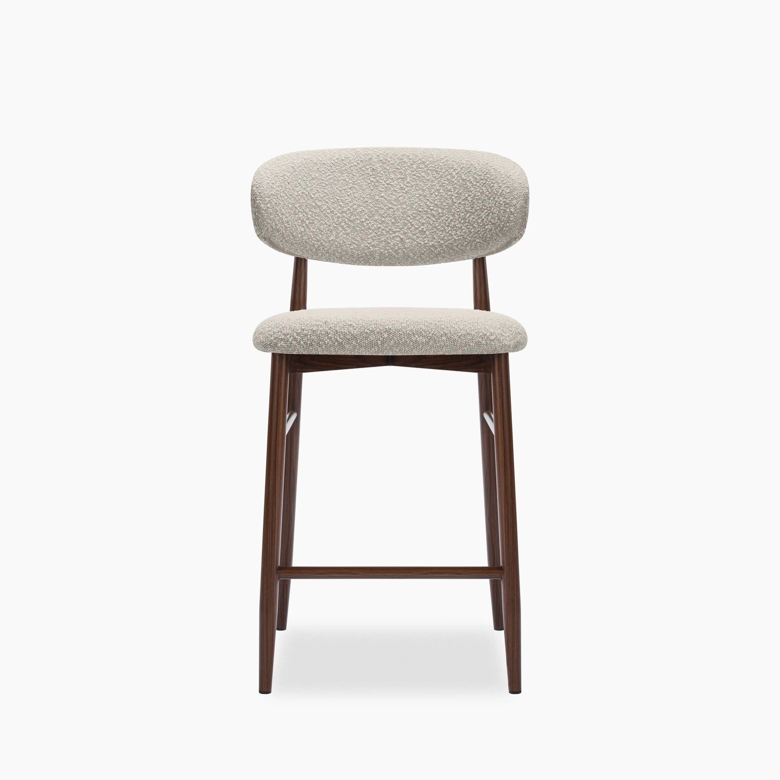 Halston Kitchen Stool | Speckled Stone Sustainable Boucle & Walnut