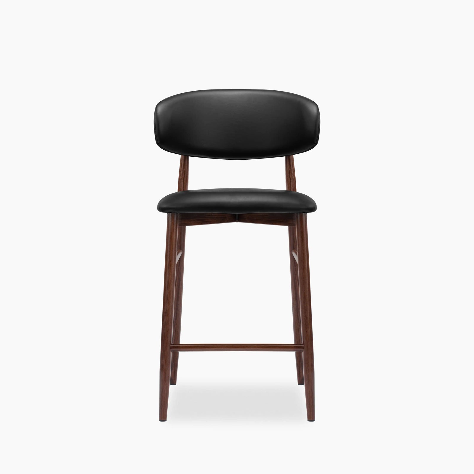 Halston Kitchen Stool | Vintage Black Faux Leather & Walnut