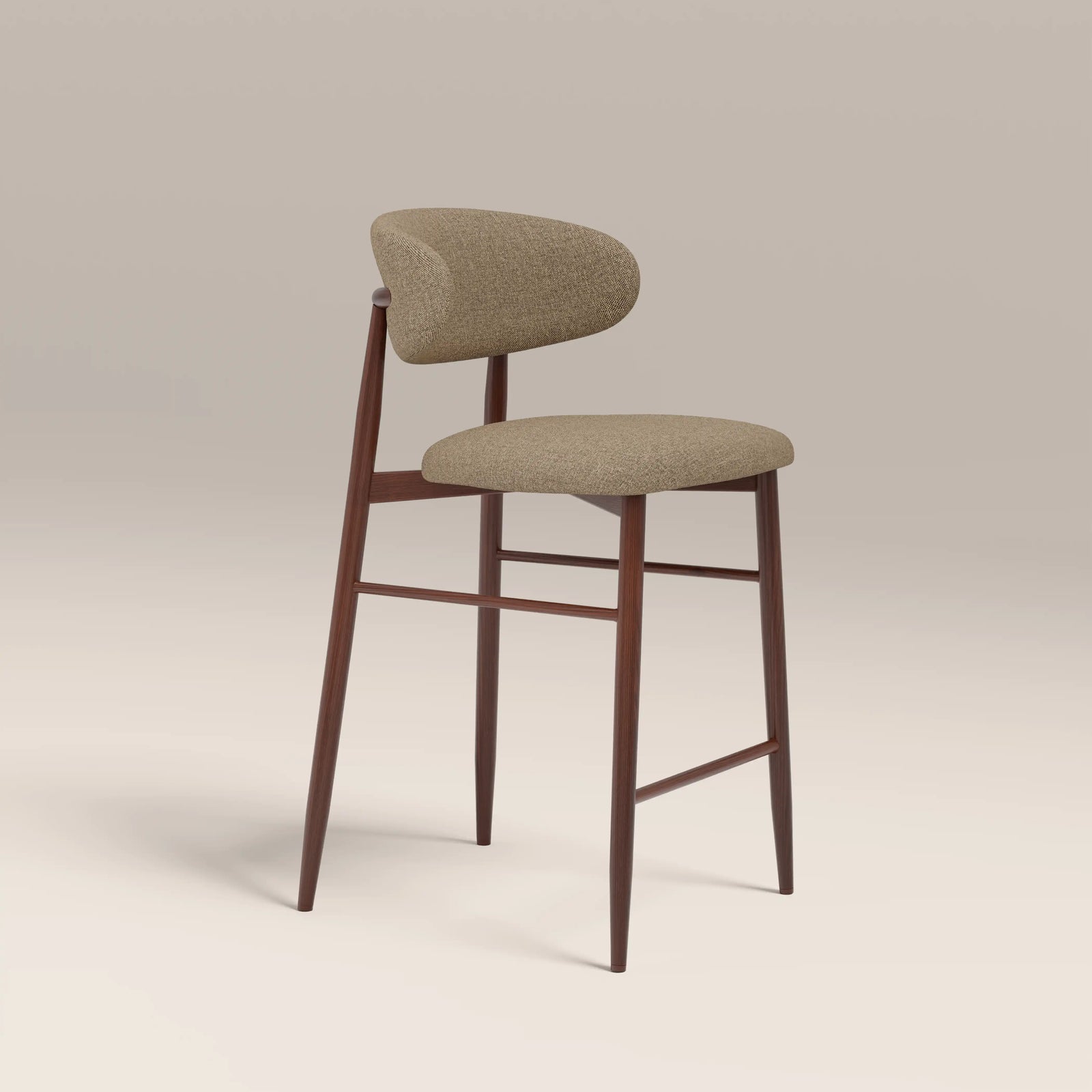 Halston Kitchen Stool | Latte Sustainable Fabric & Walnut
