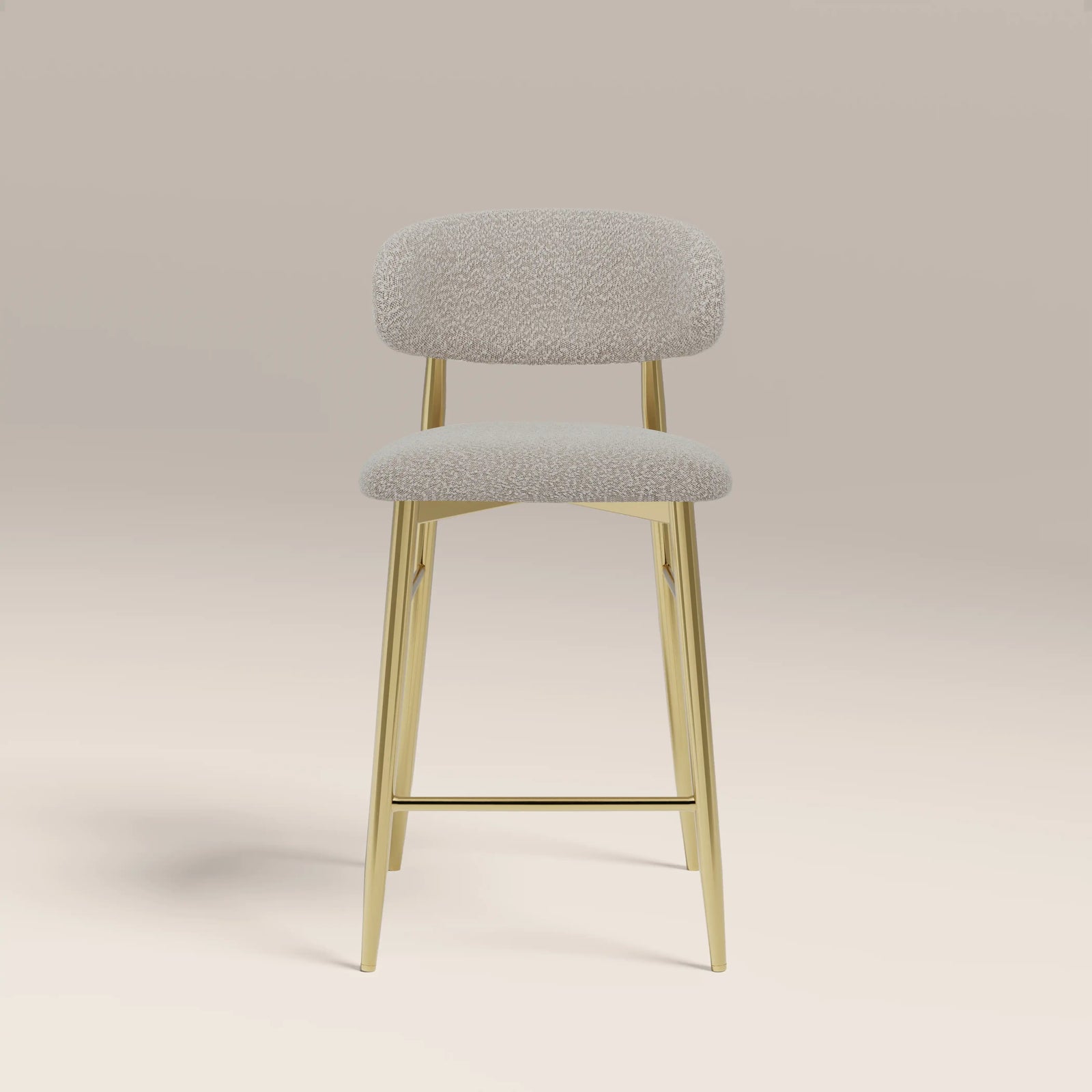 Halston Kitchen Stool | Speckled Stone Sustainable Boucle & Brass