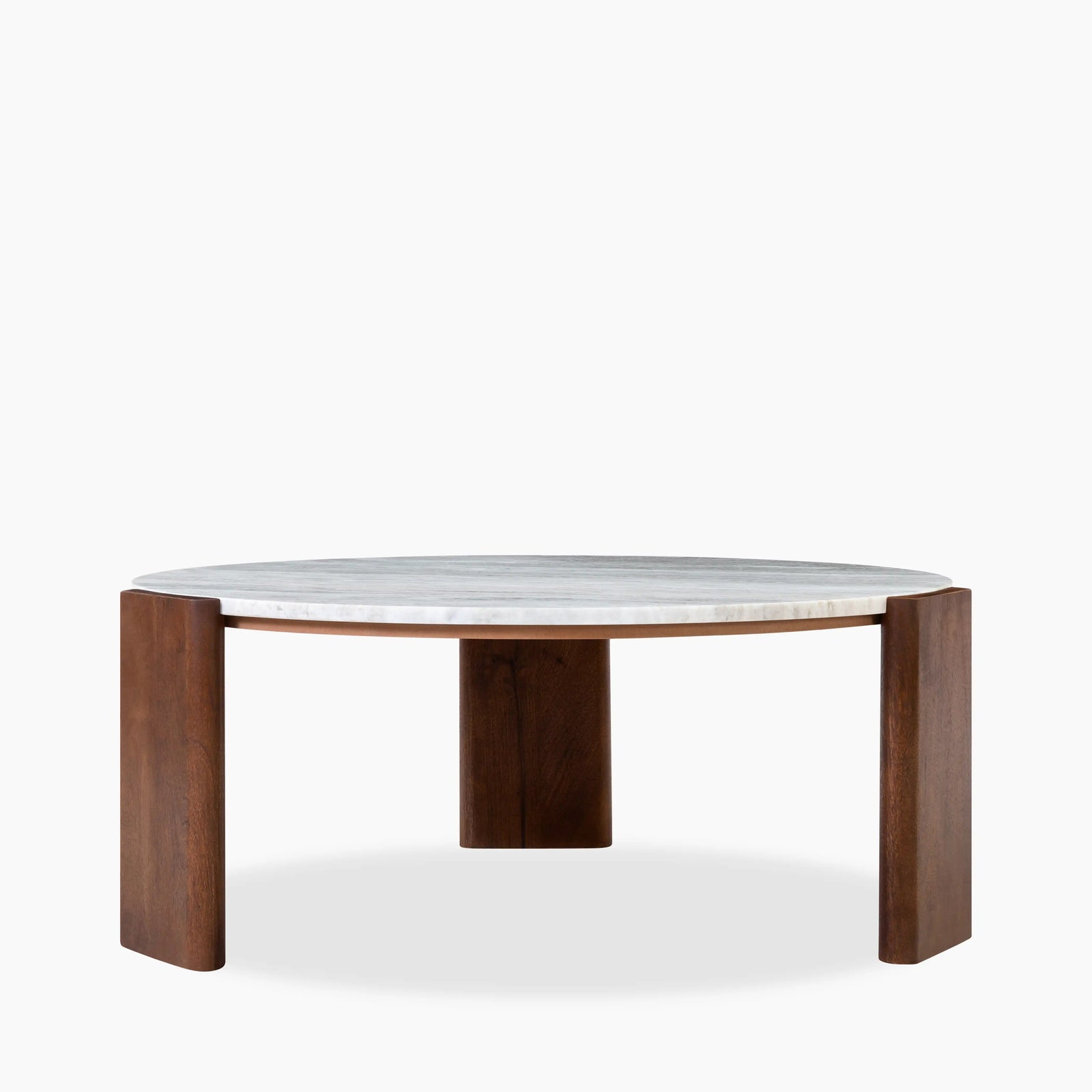 Emil Round Coffee Table | Grey Marble & Walnut