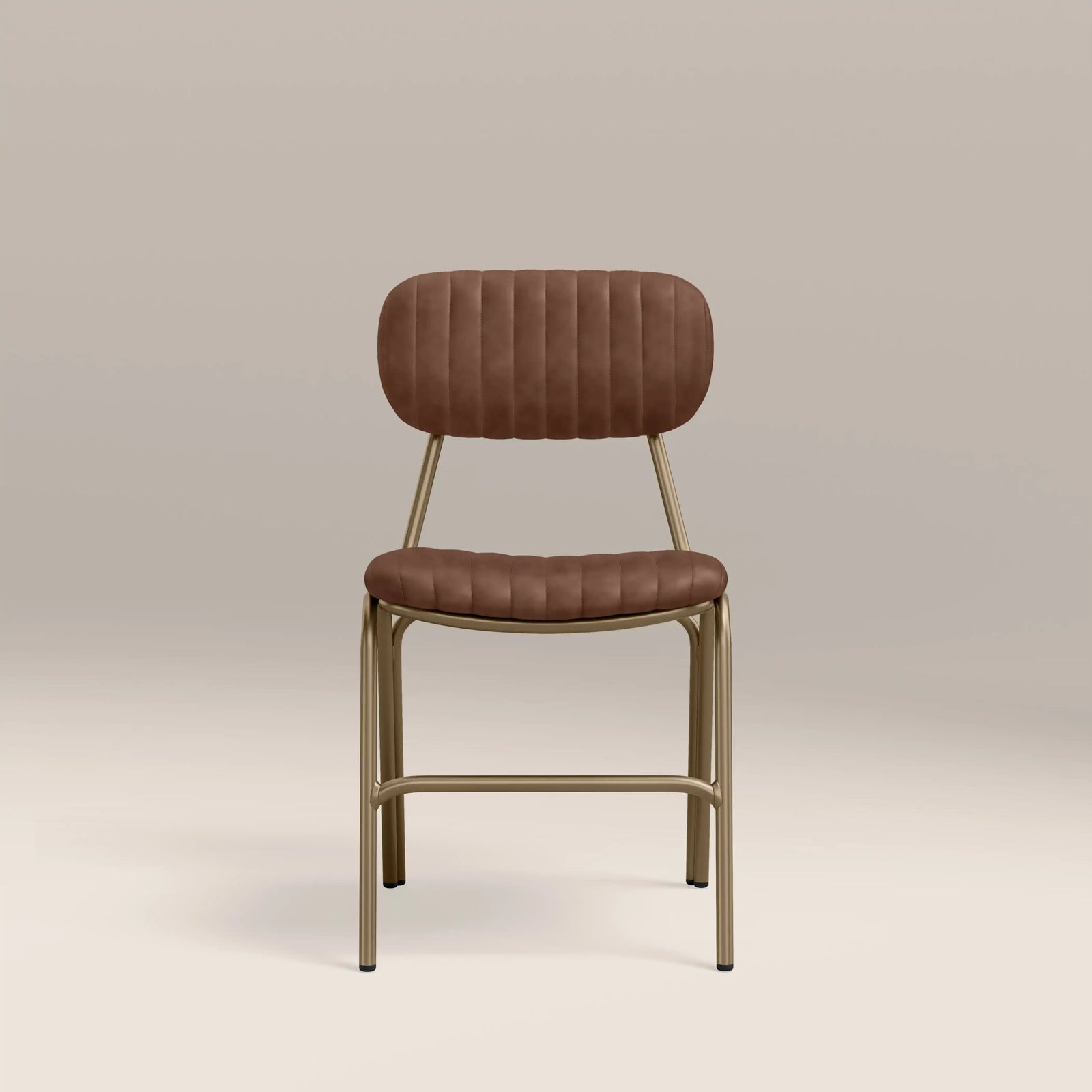 Boston Dining Chair | Vintage Tan Faux Leather & Brass