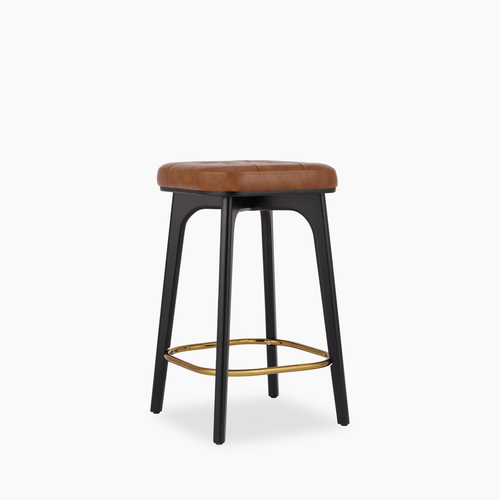 Winchester Kitchen Stool | Tan Faux Leather & Black