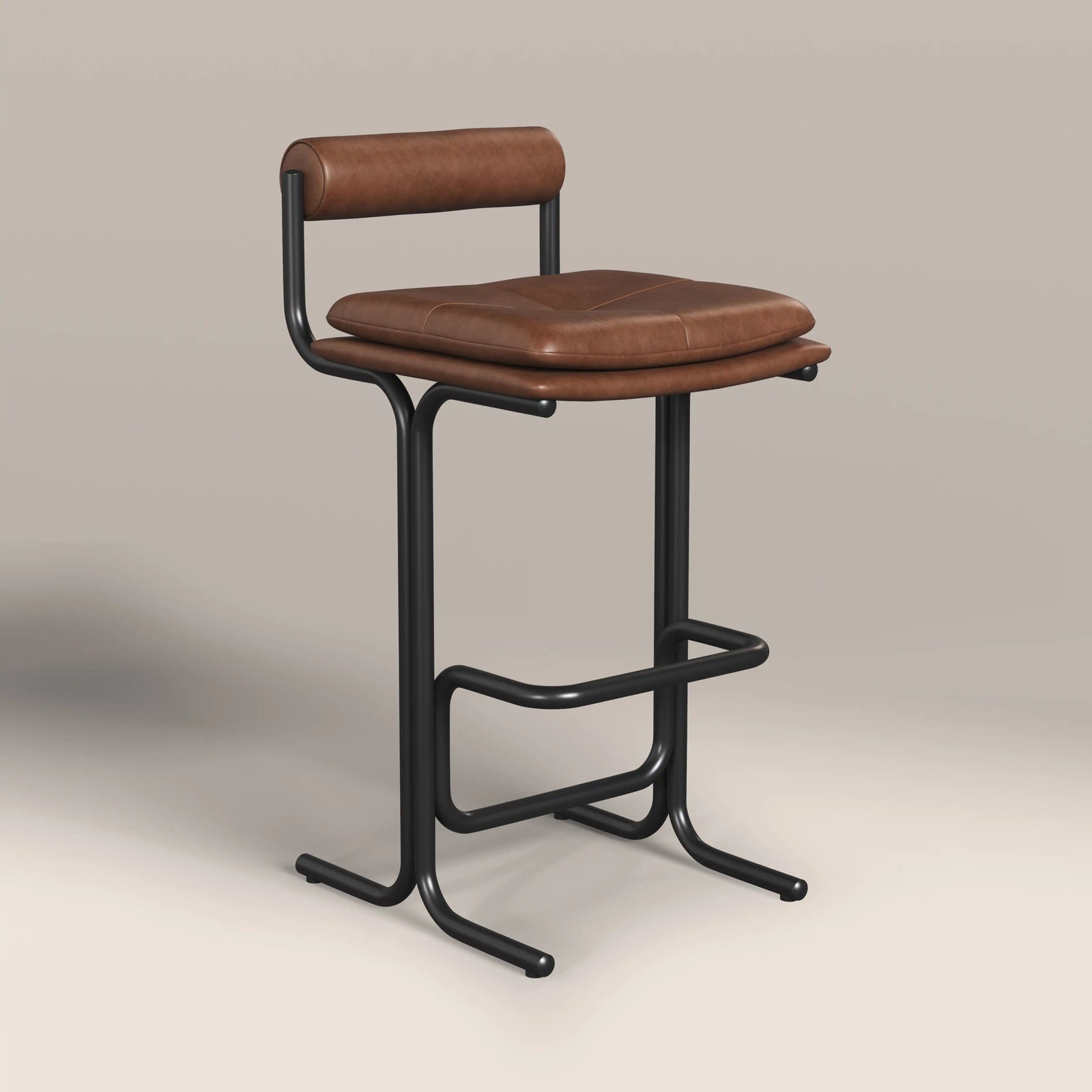 Wilbur Bar Stool | Vintage Tan Faux Leather & Black