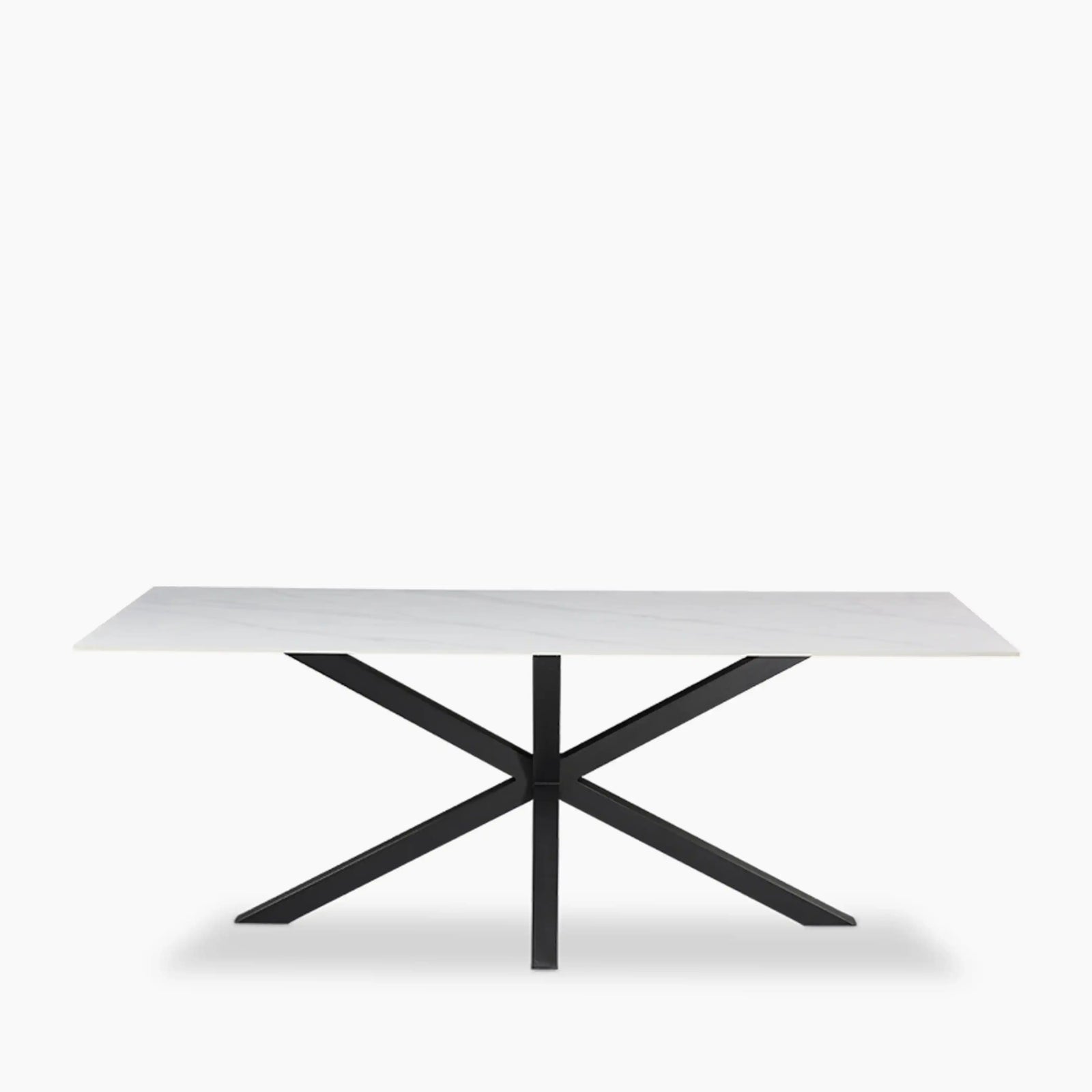 Sawyer 6 Seat Rectangle Dining Table | White Ceramic & Black