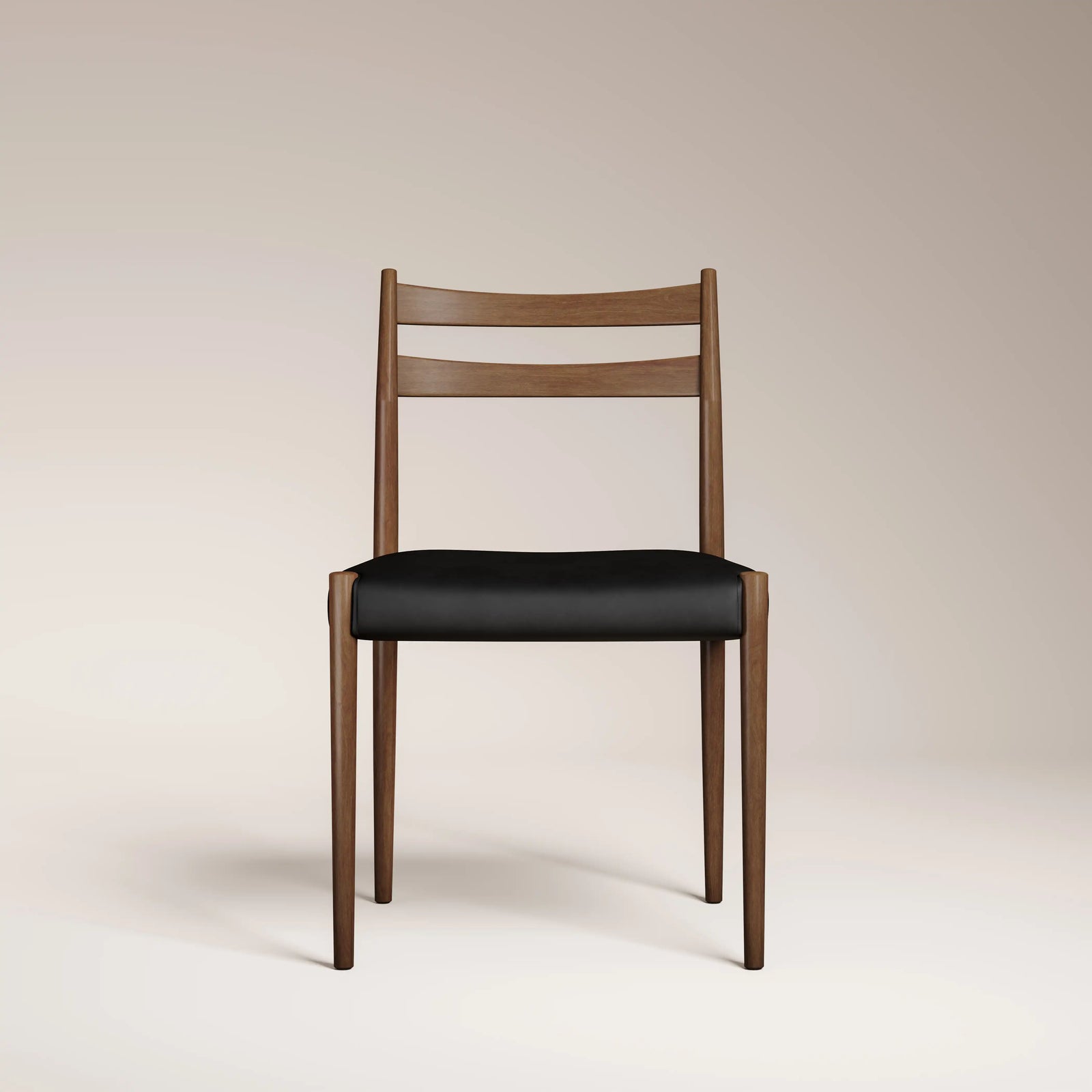 Caleb Wooden Dining Chair | Noir Black Faux Leather & Walnut