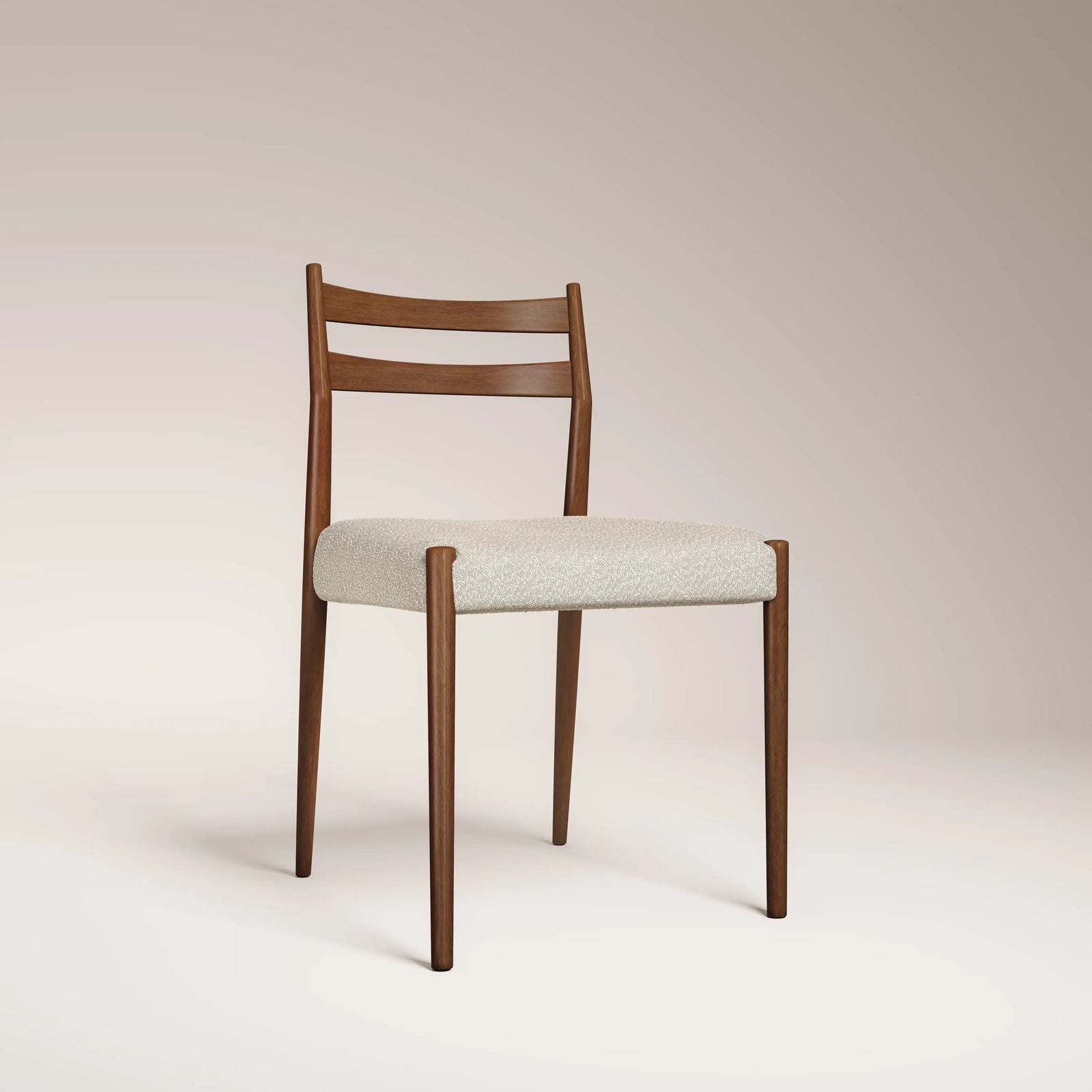 Caleb Wooden Dining Chair| Speckled Stone Sustainable Boucle & Walnut