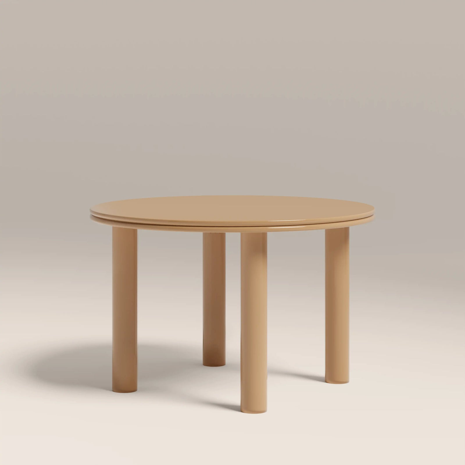 Raphael 4 Seat Round Dining Table | High Gloss Taupe