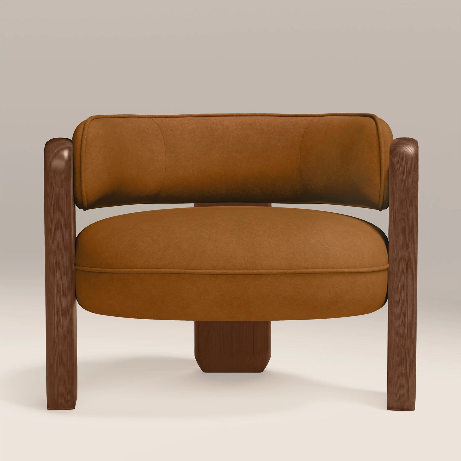 Porter Armchair | Caramel Brown Sustainable Mohair Velvet & Walnut