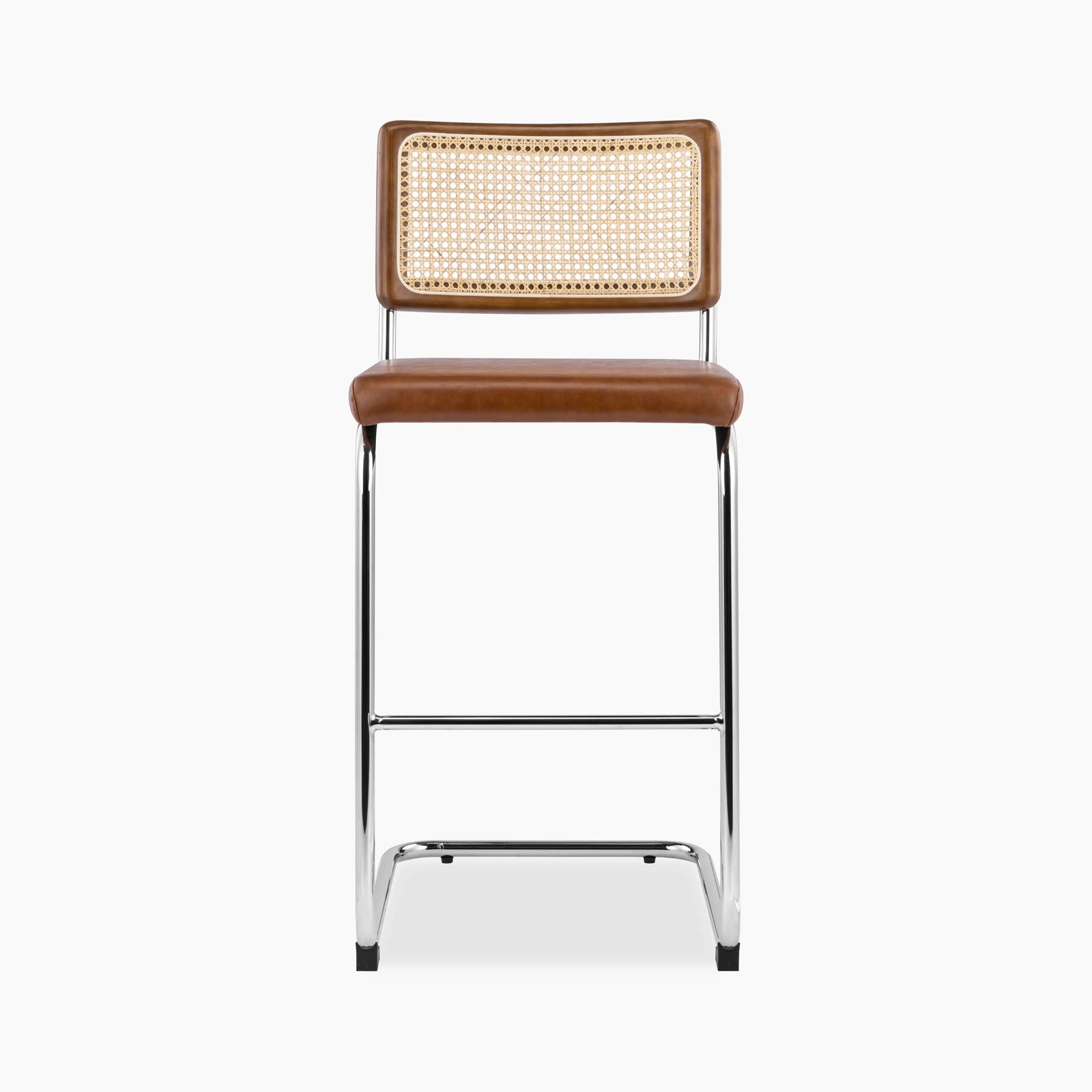 Kenton Bar Stool | Vintage Tan Faux Leather & Chrome