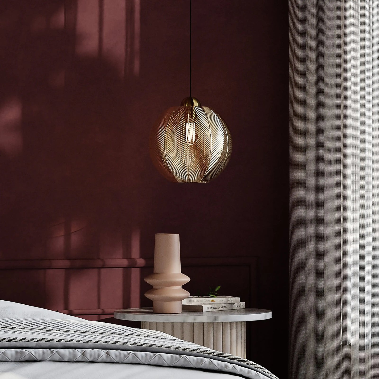 Calla Globe Pendant Light | Tawny Brown & Brass