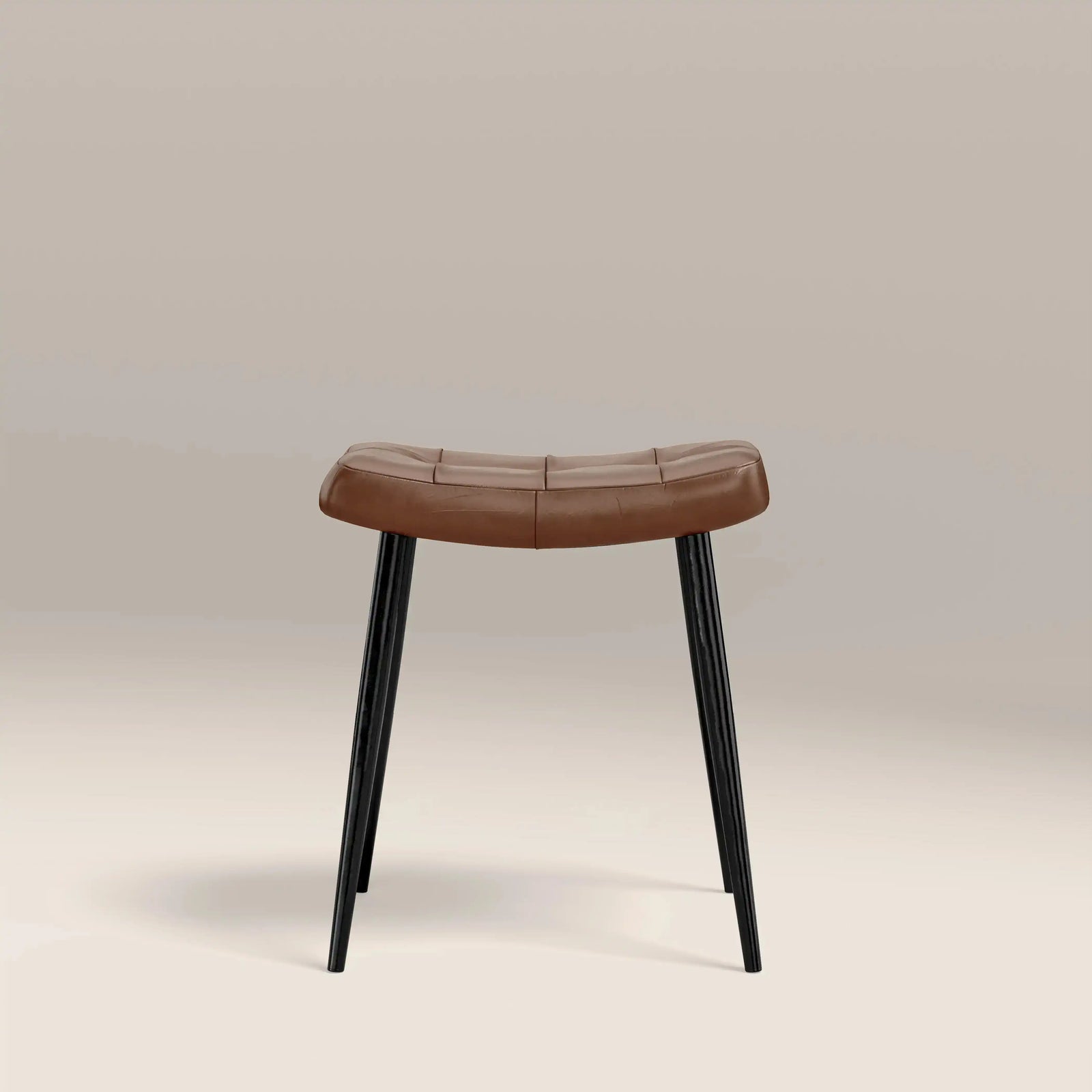 Utah Low Stool | Tan Faux Leather & Black