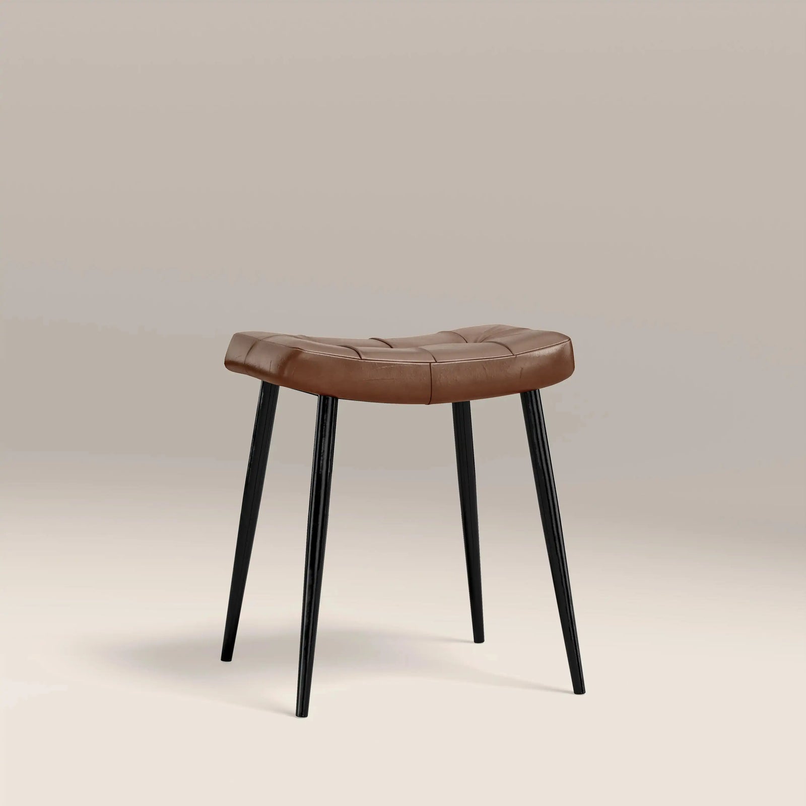 Utah Low Stool | Tan Faux Leather & Black