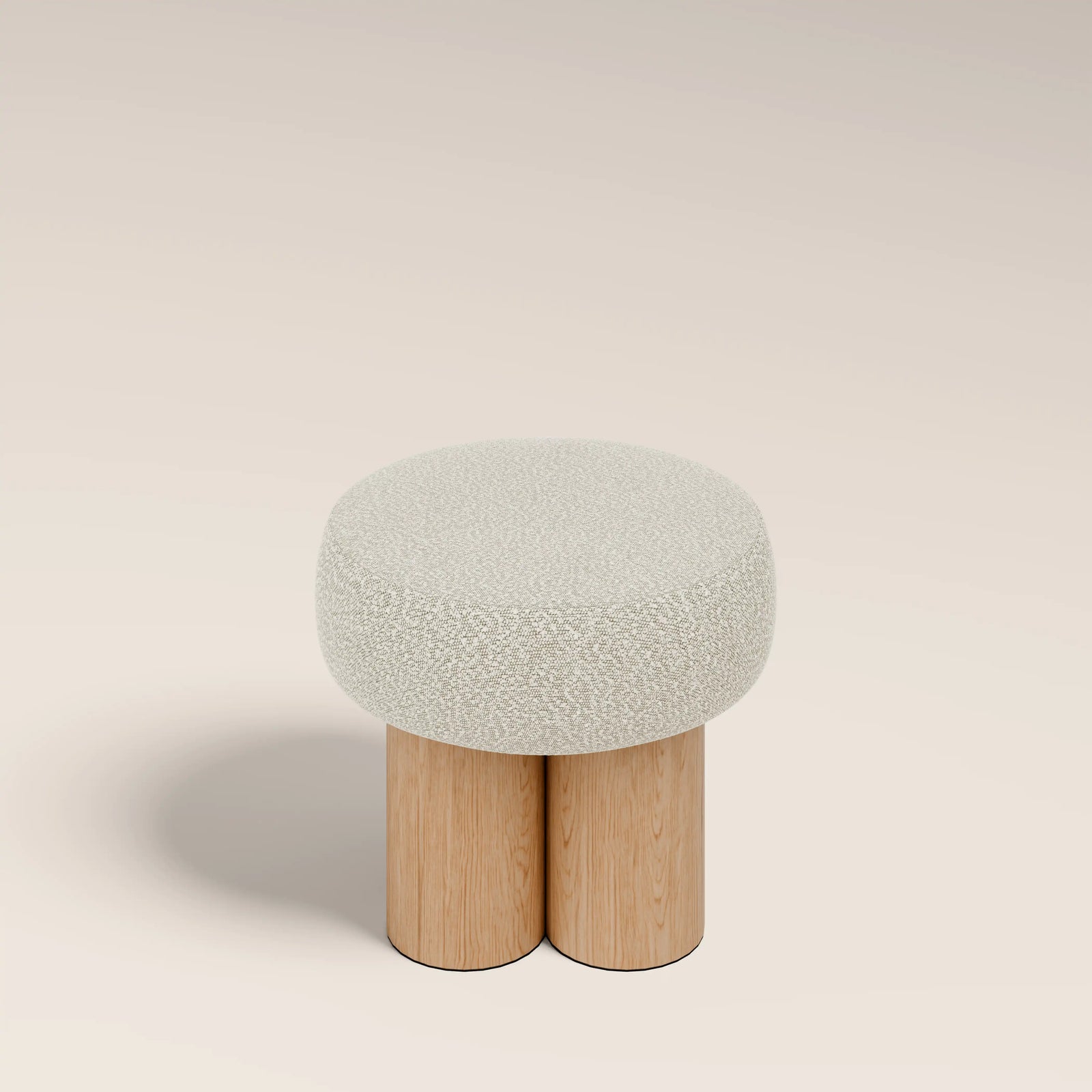 Rey Pouffe | Speckled Stone Sustainable Boucle & Oak