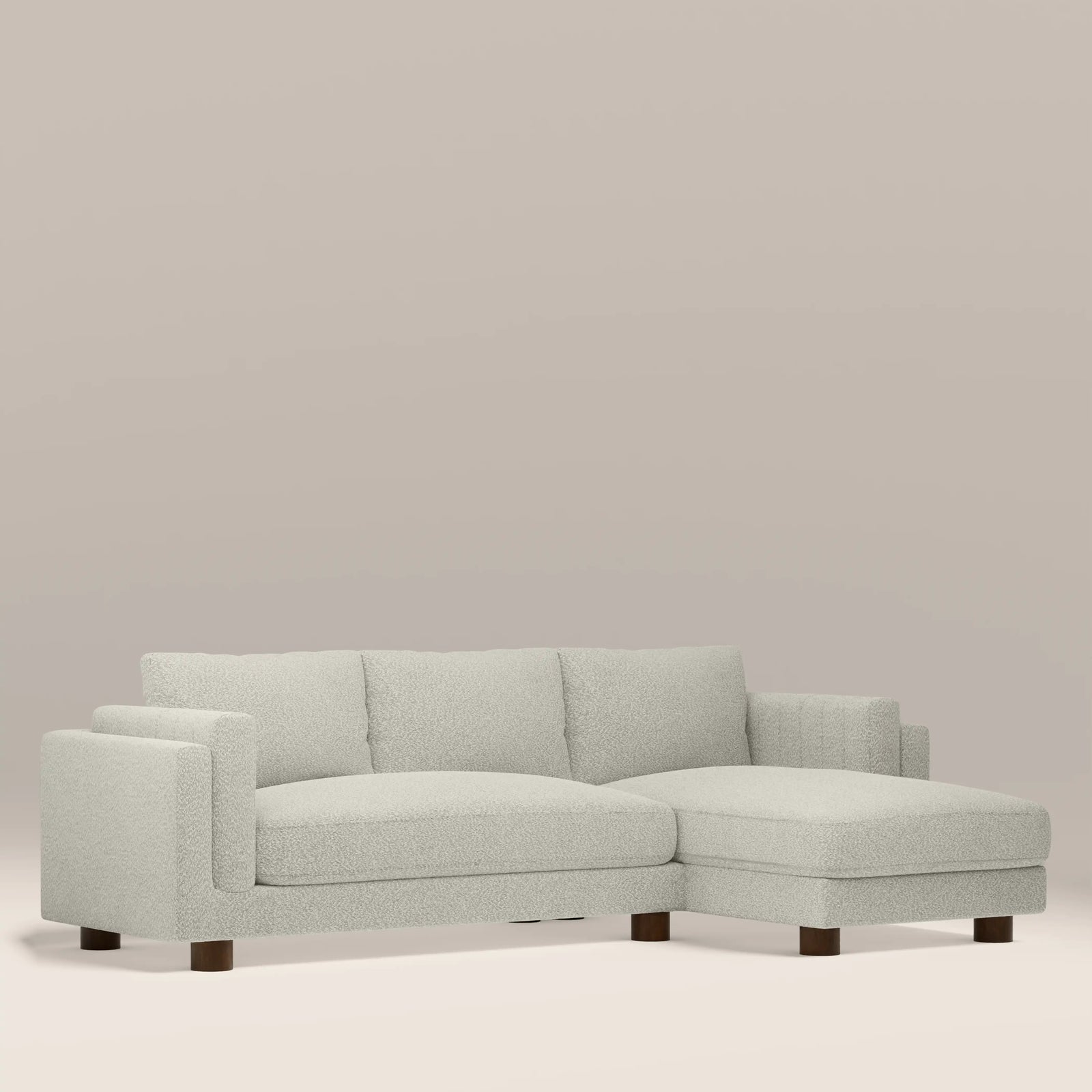 Halton Right Hand Chaise Sofa | Speckled Stone Sustainable Boucle