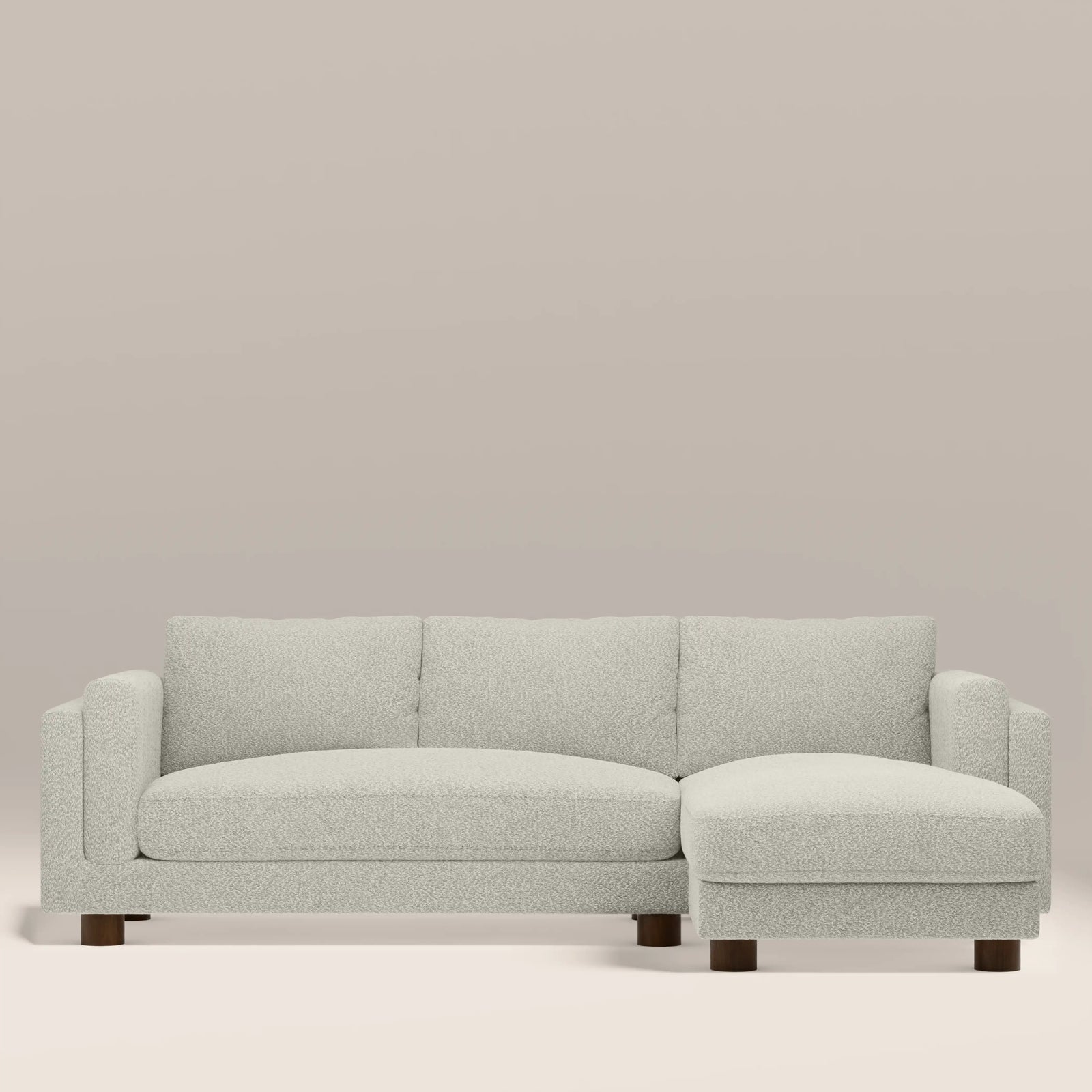 Halton Right Hand Chaise Sofa | Speckled Stone Sustainable Boucle