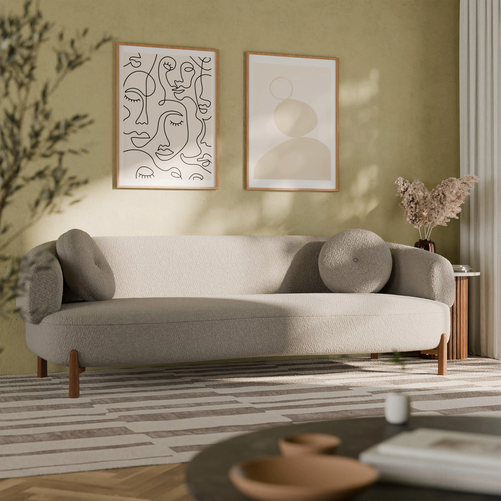 Hallfield 3 Seater Sofa | Speckled Stone Sustainable Boucle