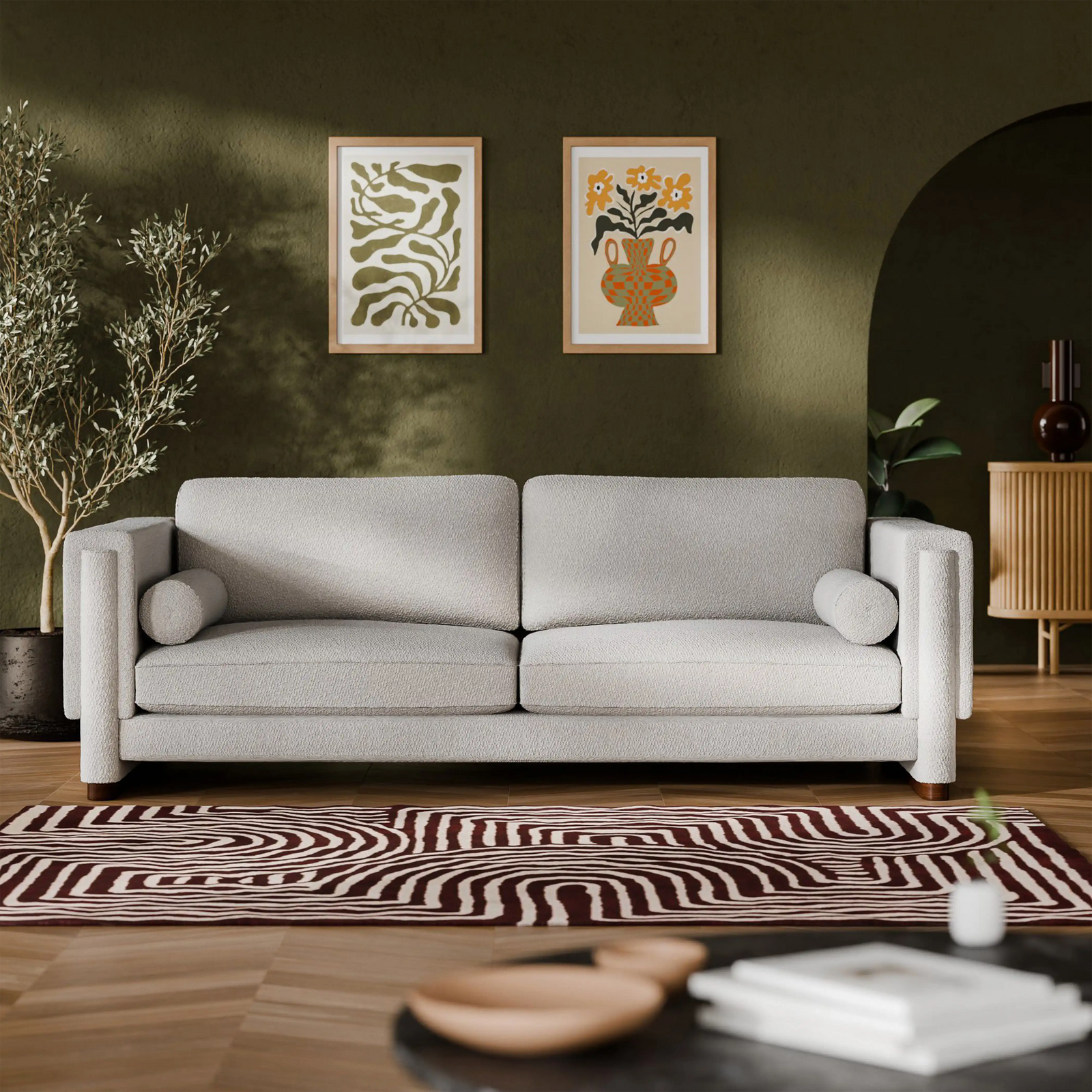 Ava 3 Seater Sofa | Speckled Stone Sustainable Boucle