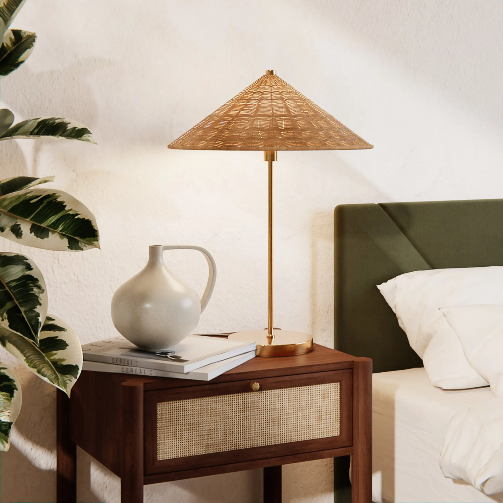 Francia Table Lamp | Rattan & Brass