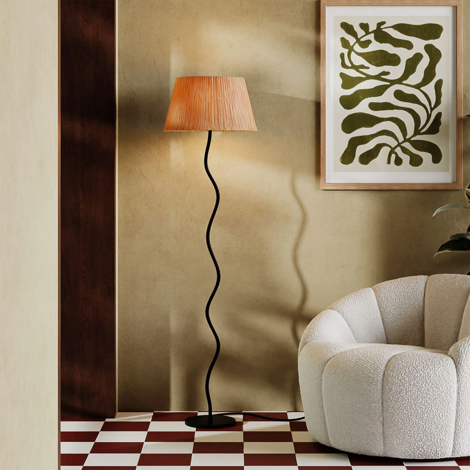 Stanmore Floor Lamp | Natural Raffia & Black